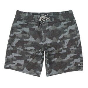 Under Armour Gray Black Camo HeatGear Loose Unlined Swim Trunk Board Shorts 40